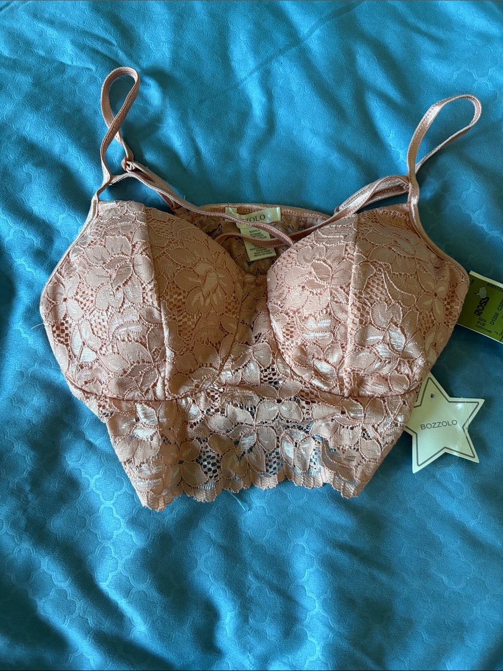 Lace Longline Bralette in Nude Blush